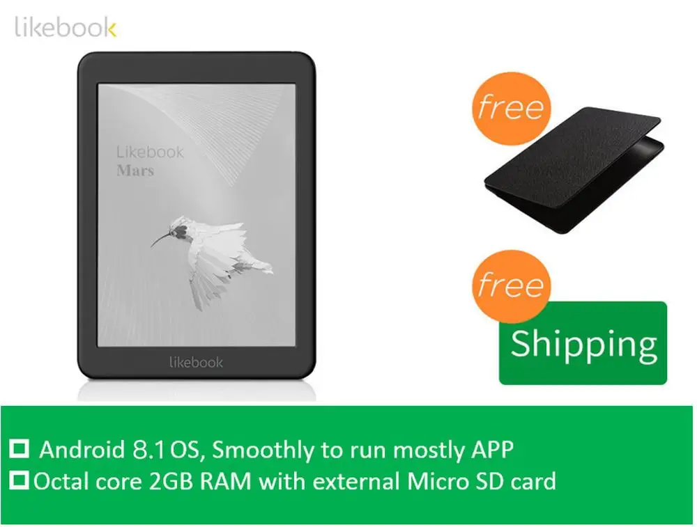 Likebook Mars 7.8 "электронная Книга Ebook Reader Com Dual Color