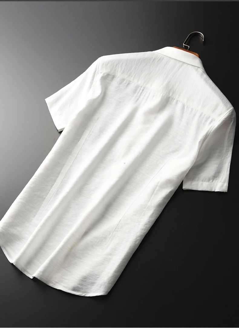 White Mens Shirts Luxury Embroidery Short Sleeve Men Shirts Plus Size 4xl Summer Business And Casual Plain Man Shirts