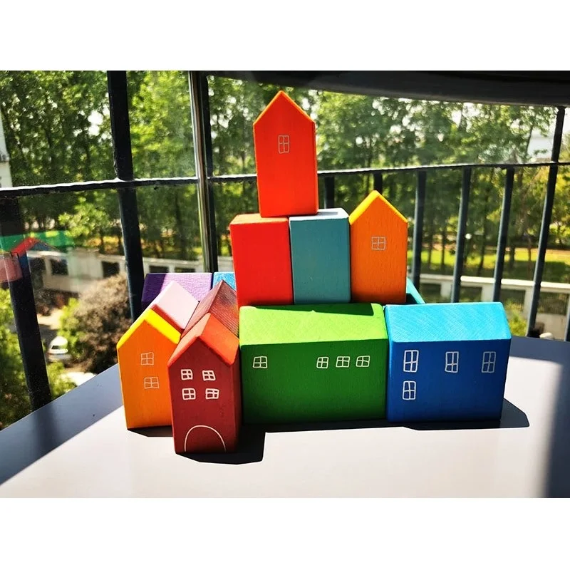 Wooden Toys Building Blocks Montessori Wooden Stacking Blocks