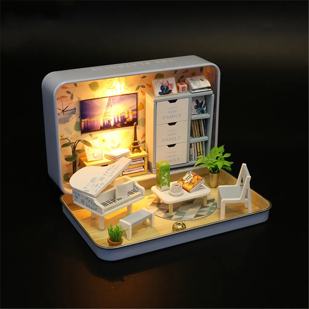 Dollhouse Furnitures Miniature Scene Box Theatre Diy Model Miniatures Wooden Mini Dollhouse Toys For Children Birthday Gifts