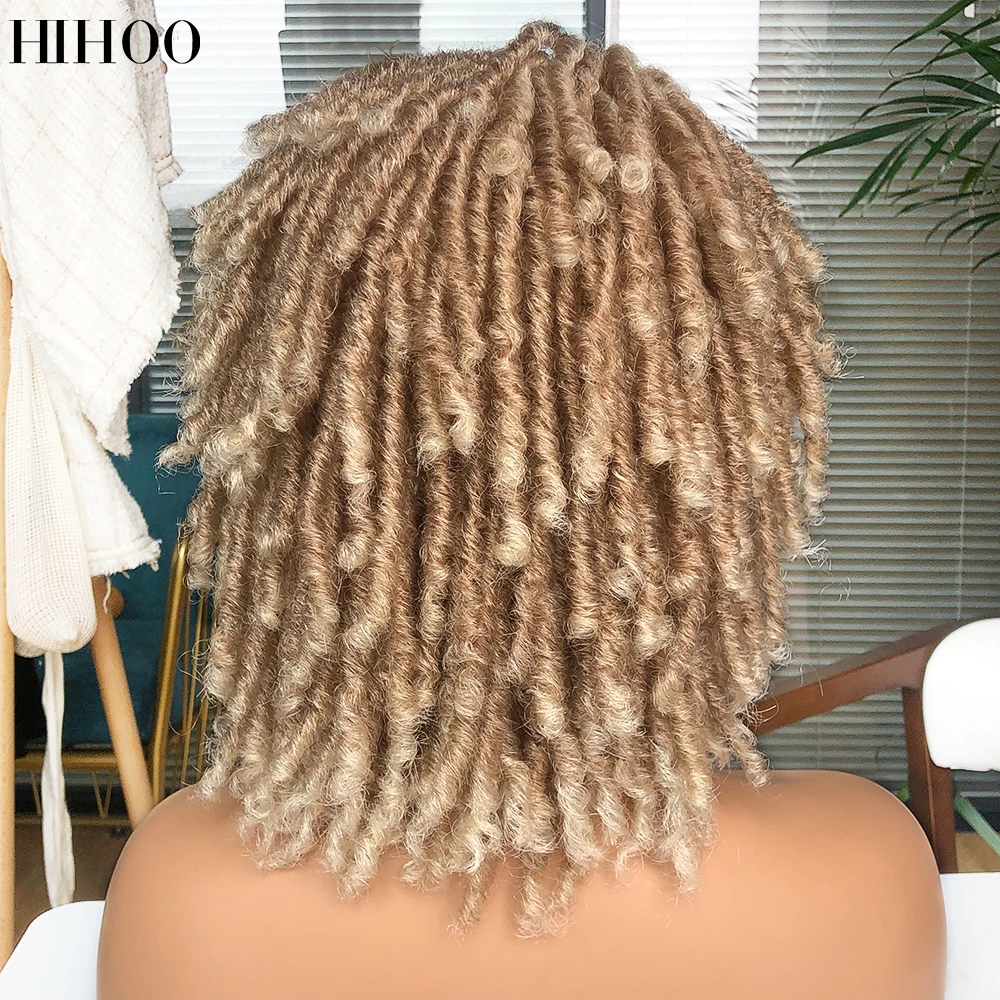 Hihoo dreadlock peruca encaracolado curto sintético perucas