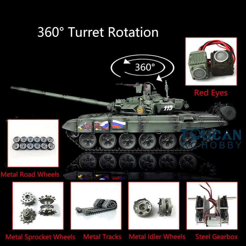 Henglong 1/16 зеленый TK 6 0 S поколение инфракрасный боевой T90 RTR RC Танк 3938 360 Вращение
