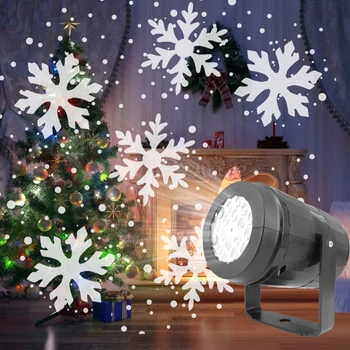 

Plastic Snowflake Laser Projection Lamp Colorful Rotating Projection Lamp Christmas Atmosphere Decoration for Gifts EU/US Plug