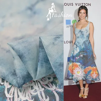 

Positioning pure silk organza fabric chrysanthemum design 140cm width 120cm length,SOZ189