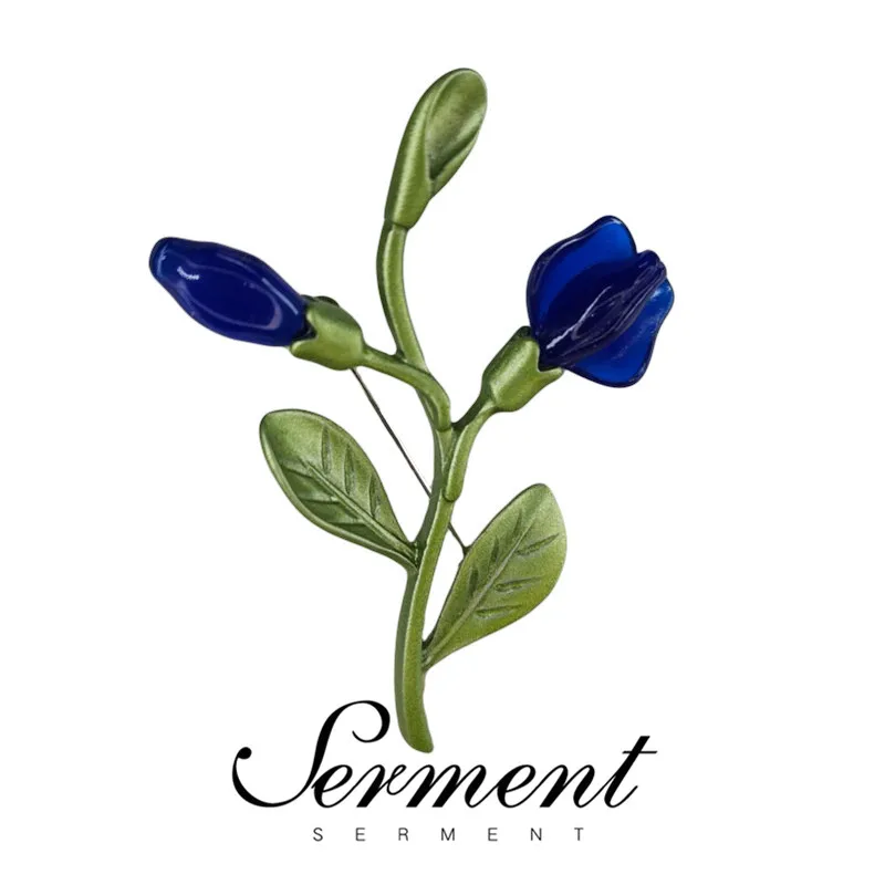 

SERMENT Simple Fashion Orchid Plant Brooch Retro Lady Brooches Pins Women Jewelry Wedding Party Best Gift Accessories