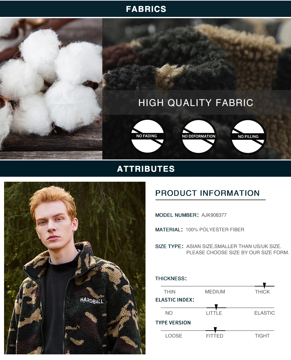 Pioneer Camp Winter Camouflage Jacket Men Streetwear Mandarin Collar Warm Fleece Outwear Jackets for Male AJK908377
