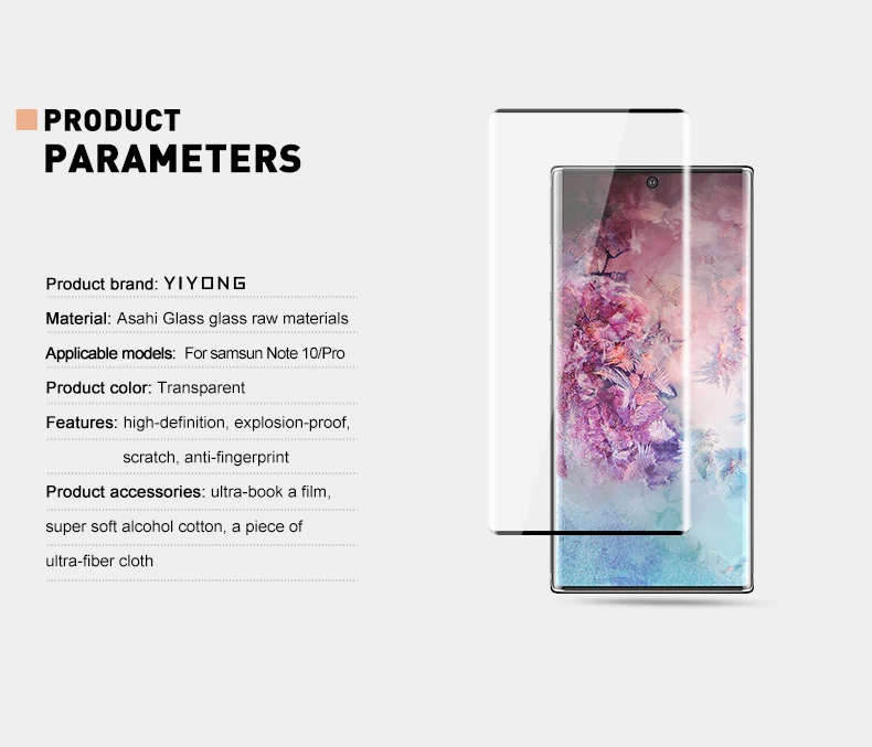 25 шт/лот YIYONG 3D Edge glass для samsung Galaxy Note 10 Plus закаленное стекло Защита экрана для samsung Note 10 9 S S10 glass