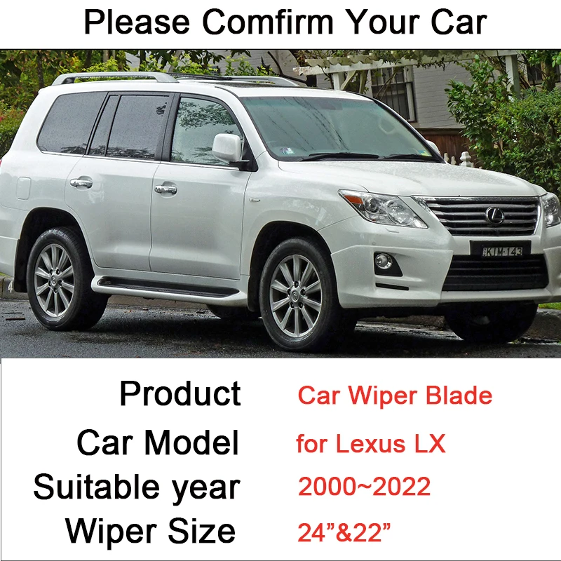 for Lexus LX 470 570 LX470 LX570 J201 J80 J300 2000~2022 Durable Rubber Wiper Blades Front Windshield Brushes Car Accessories