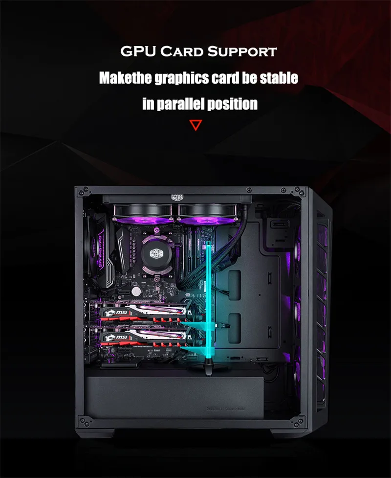 GPU кронштейн RGB видео карты Поддержка RGB 12V 4PIN или A-RGB 5V 3PIN освещение анти-изгиб Подставка-радиатор Полюс