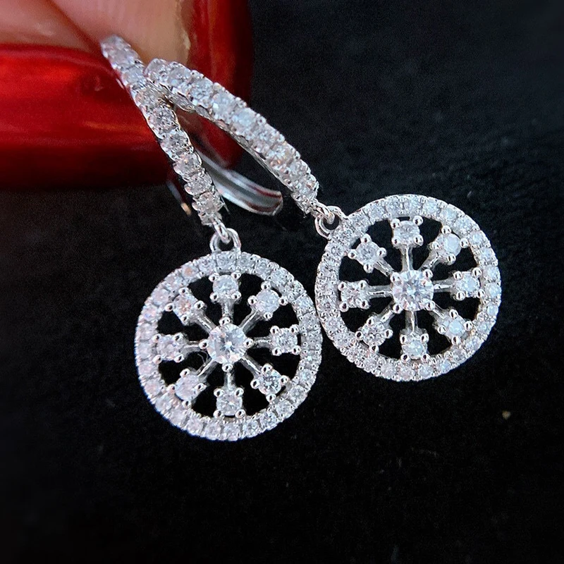 Aazuo Real 18K White Gold Real Diamonds 0.50ct Perfect Round Ring Earrings gifted for Women Wedding Party Au750
