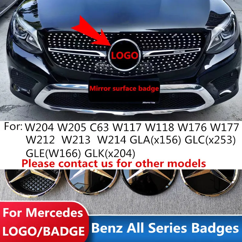 For Accessories Mercedes Grill Badge Benz W213 Emblem A B C E V W204 W205 Logo W212 W176 W177 W246 GLC X156 ML 166 X204 Insignia