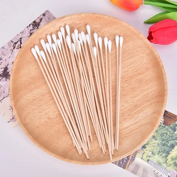 

100pc Disposable Cotton Head Swab Wooden Handle Ear Buds Tips Makeup Cosmetic Tool Hot