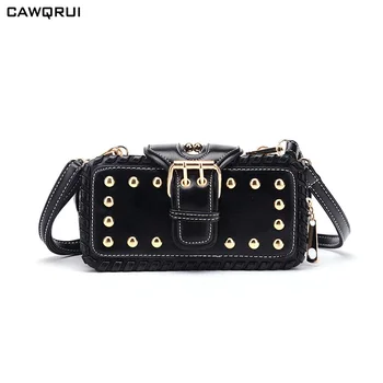 

New Handbag Multi-layer Clip Crossbody Bag For Women Fashion Female Designer Rivet Shoulder Bag Black Square Phone Purse Clutch