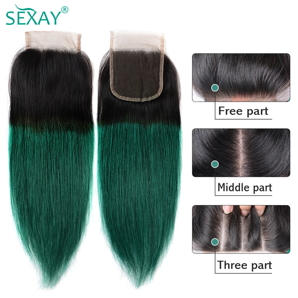 Sexay Pre-Colored Ombre Bundles With Closure Dark Root Remy Turquoise Green  Brazilian Straight Human Hair 3 Bundles With Closure – ClaroCrystal Hair  store