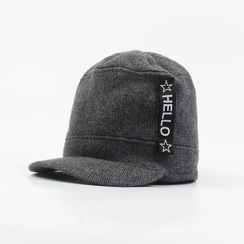 Модные новые мужские зимние шапочки Skullies, шерстяная вязанная шапка, шапка, Толстая теплая унисекс зимняя шапка