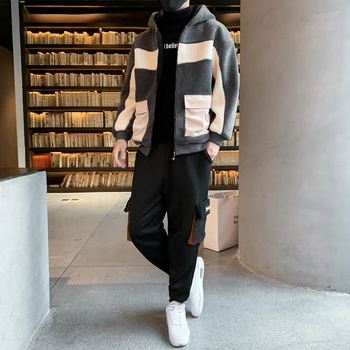 

Winter Fashion Sportswear Track Jacket Pants Sweatshirt Male Track Suit Pants Men Set Hooded Suit Sportwear Hommes Coat JJ60NT