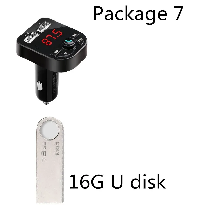 Package 7 Fm-передатчик Bluetooth Автомобильный MP3-плеер громкой связи телефон U диск сигарета 3.A быстрое зарядное устройство адаптер прикуривателя для МУЗЫКИ TF - Формат цифровых медиаданных: Package 7