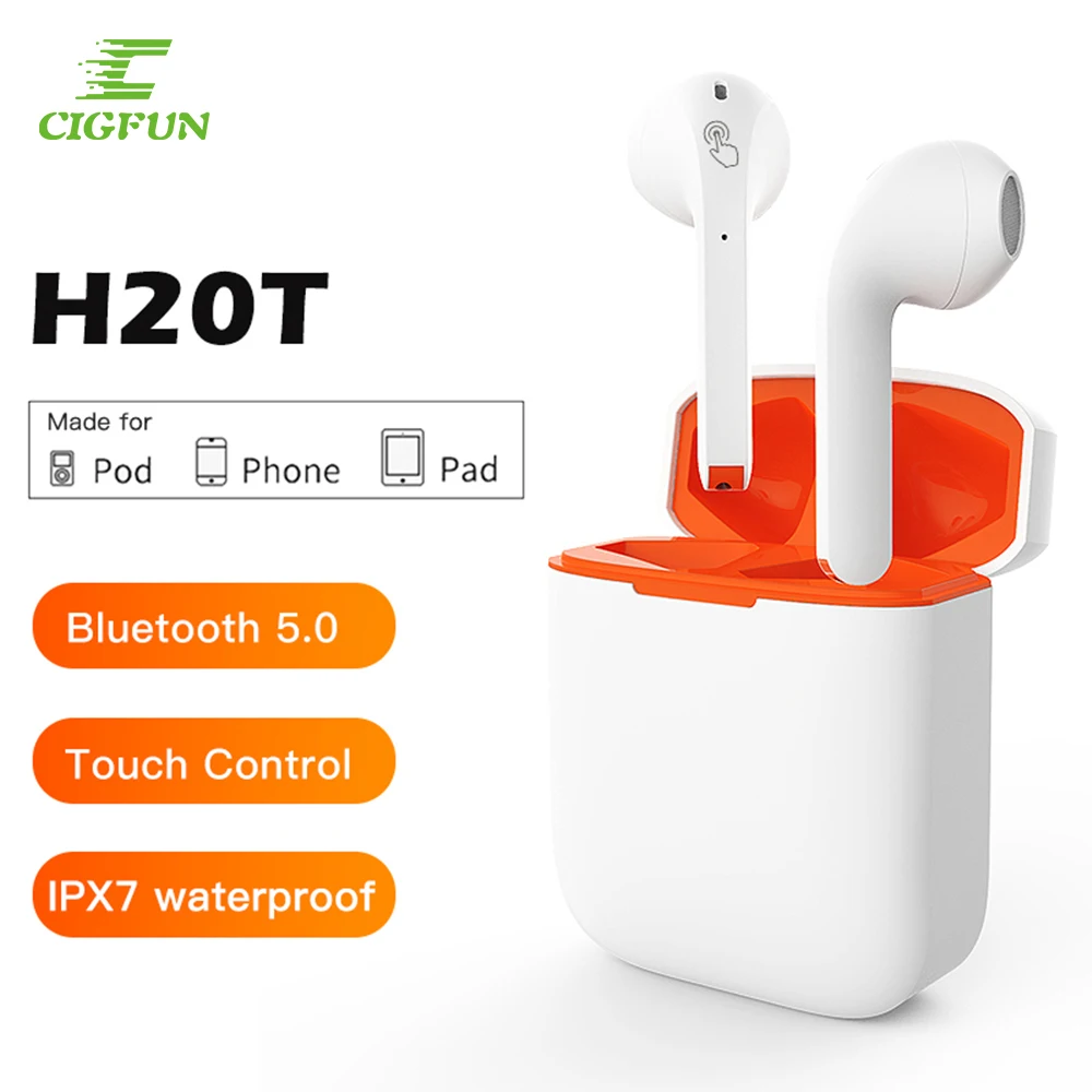 Cigfun Wireless Earphone Bluetooth5.0 TWS Headphones HiFi Stereo Earbuds Sport IPX7 Waterproof Headset with Mic for Xiaomi Phone