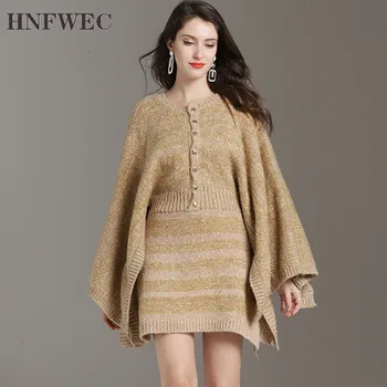

European Style O-Neck Batwing Sleeve Leisur Sweater Dress Loose Cloak Knit Slim Women's Knit Dresses 2019 Autumn New L648