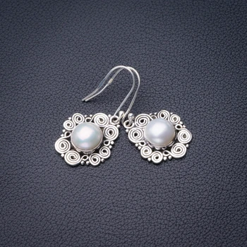 

StarGems Natural River Pearl Handmade 925 Sterling Silver Earrings 1.5" D6890