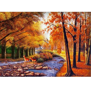 

5D DIY Diamond Painting Landscape Autumn Full Square/Round Drill Embroidery Scenery Tree Mosaic Picture of Rhinestone Home Decor