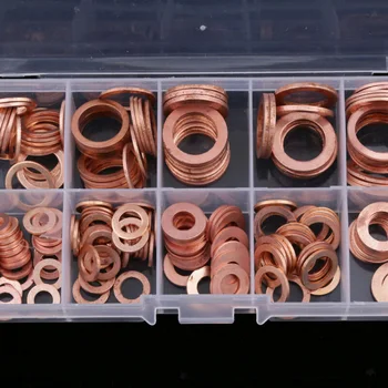 

200PCS Car Copper Washers Seal Assortment Assorted Kit With Box M5/M6/M8/M10/M12/M14 Oil Drain Plug Washer Copper Crush