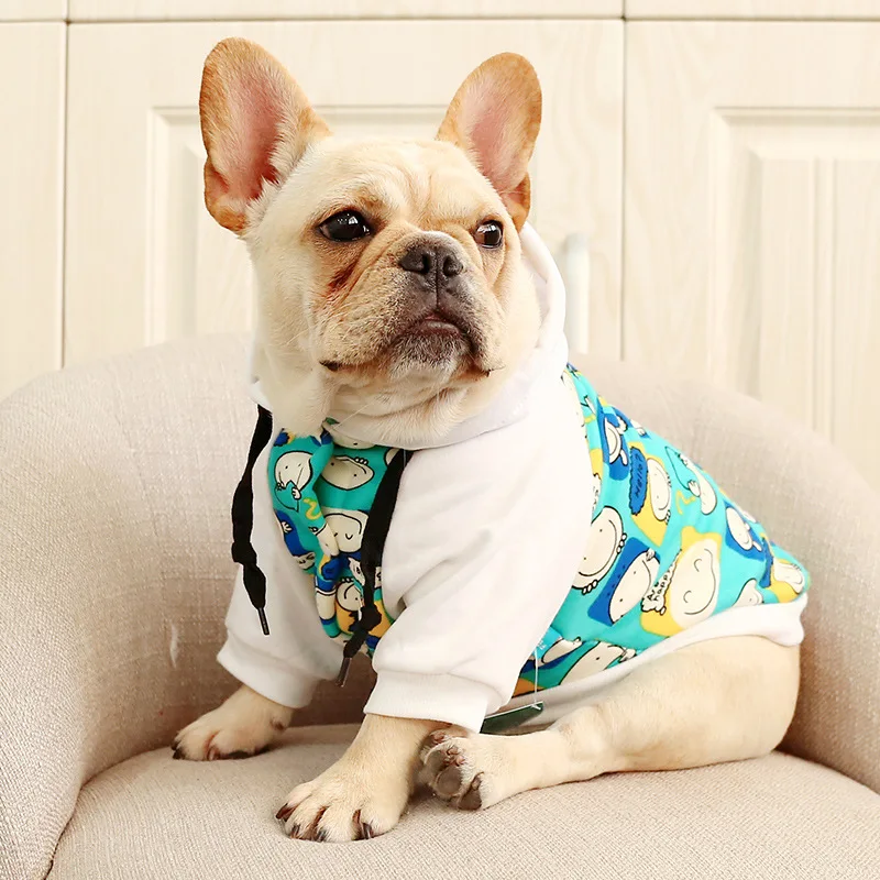 New Fall/winter Casual Styles Pet Dog Cartoon Costumes Thicken Keep Warm Comfortable French Bulldog Small Pet Dogs Clothing
