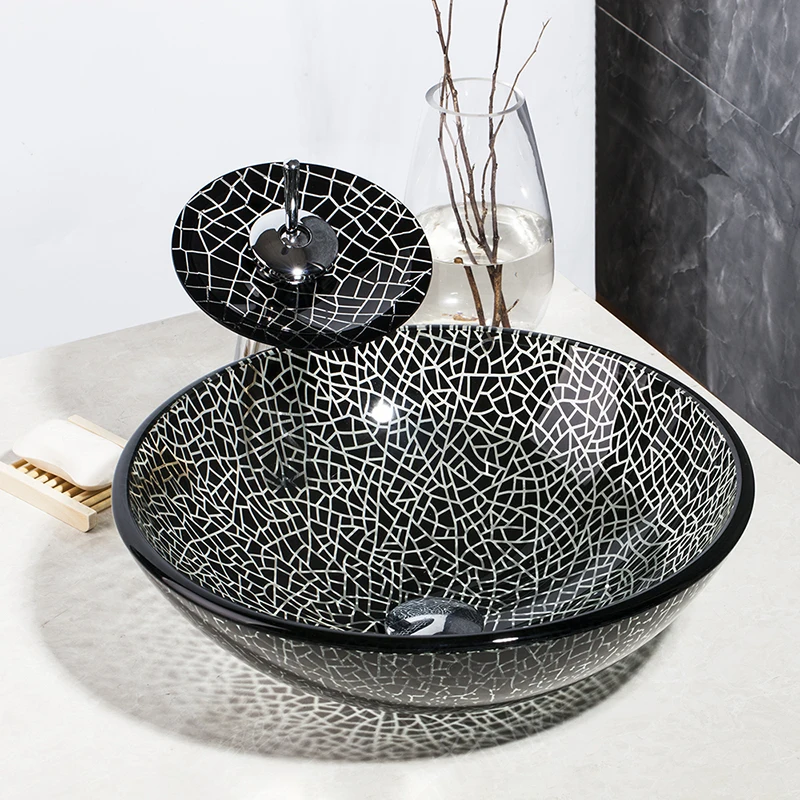 

Bathroom basin faucet Black Hand Painted basin Contemporary Special Design Brass Faucets waterfall tap