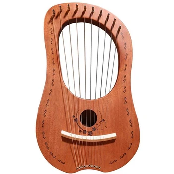 

NEW-Lyre Harp 10 String Harp Portable Small Harp with Durable String Musical Instrument Stable Sound Quality Harp,Wood Color