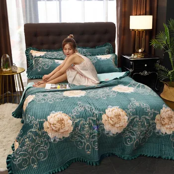 

Blossom Flowers Bedspread Vibrant Bright Color Quilted Bed Coverlet set Fleece Soft Warm Bed Cover for Kids and Adults