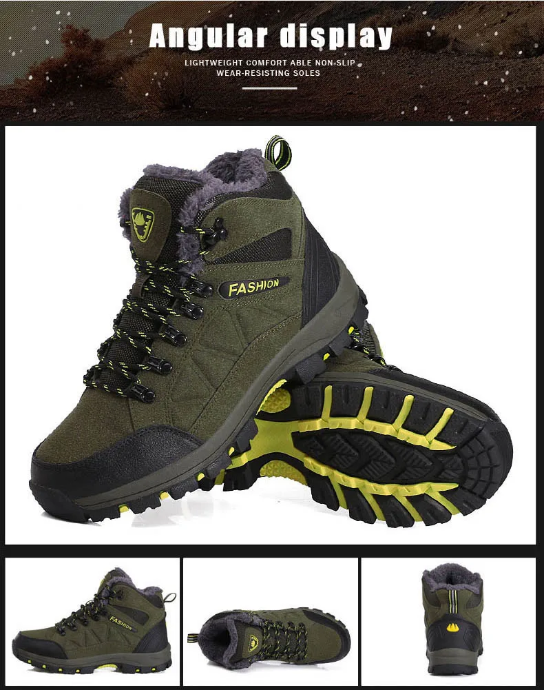 Новые зимние ботинки мужская уличная спортивная обувь противоскользящие Сникеры Мужская плюшевая подкладка походная обувь для мужчин теплая обувь для походов