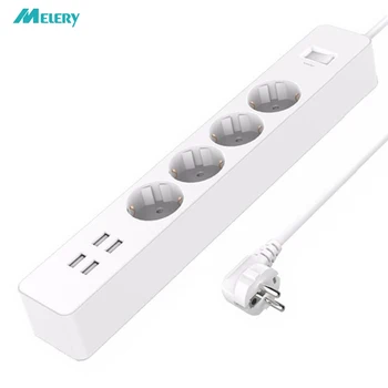 

Multiple Power Strip Surge Protector 4 way AC EU Outlets Electric Plug Sockets with USB Charging Ports1.8m Extension Cord Cable