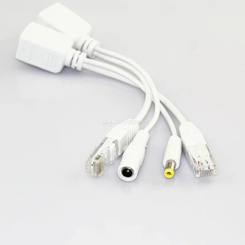 1 пара POE сплиттер 12 В адаптер Аксессуары RJ45 инжектор комплект питания Соединительный кабель камера Cctv для камеры безопасности O21