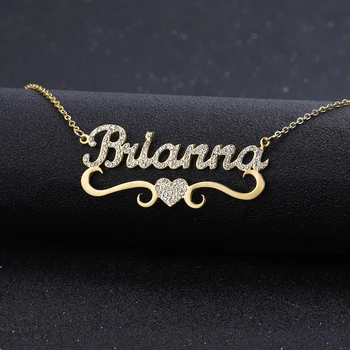 

Zciti Personalized Name Necklace and Pendant Heart Shaped Bling Jewelry Iced Out Initial Necklace Customized Lady Name Necklace