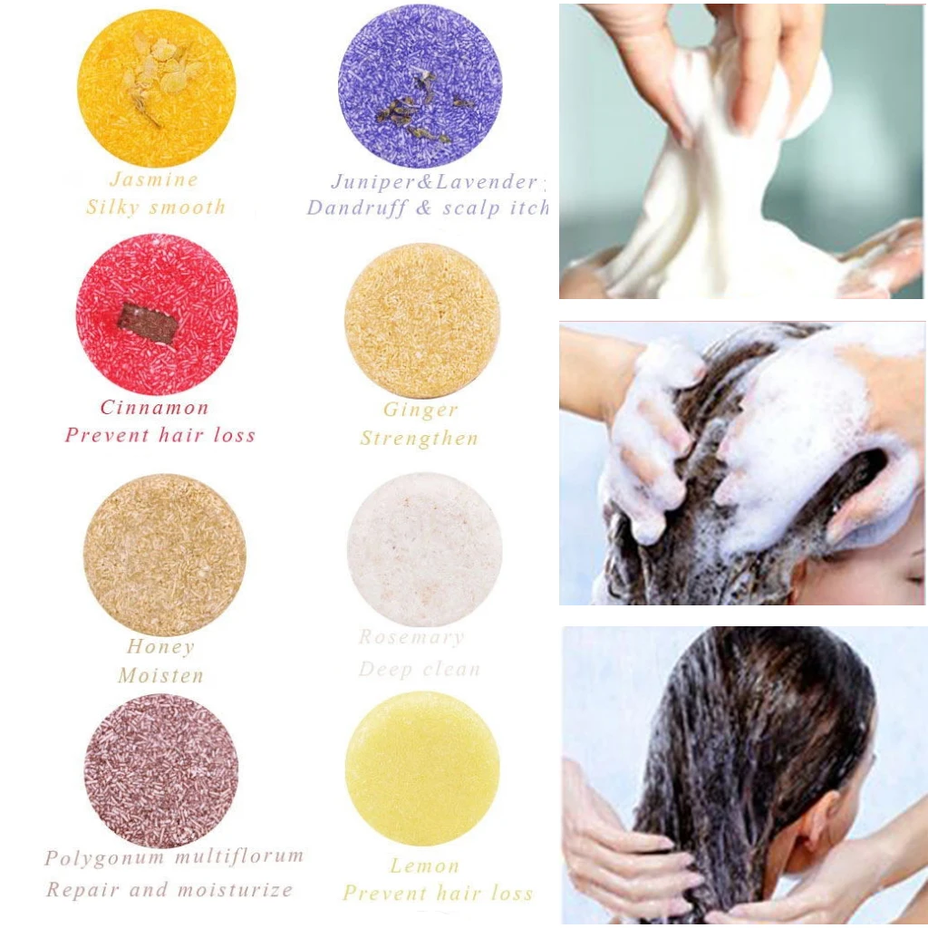 Champú Natural orgánico hecho a mano para el crecimiento del cabello, barra de champú nutritiva, fragancia limpia