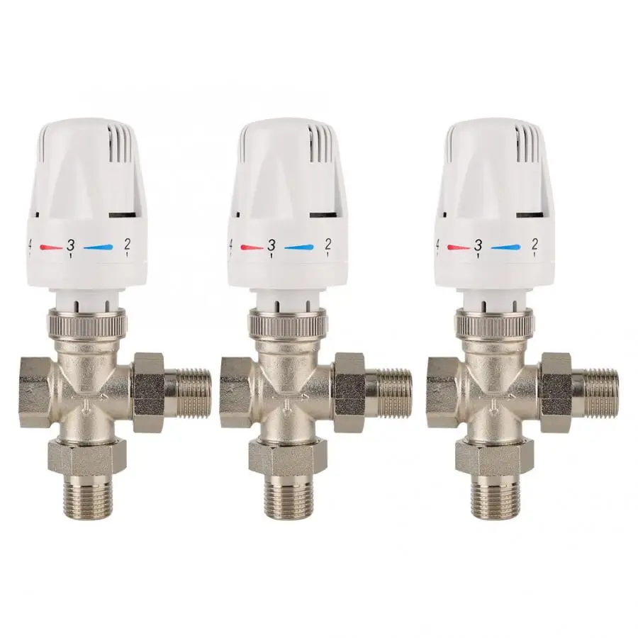 Pipe Ball Valve 3 Way Thermostatic Radiator Valve Brass Automatic Temperature Control Valve DN15 1/2inch DN20 3/4inch DN25 1inch