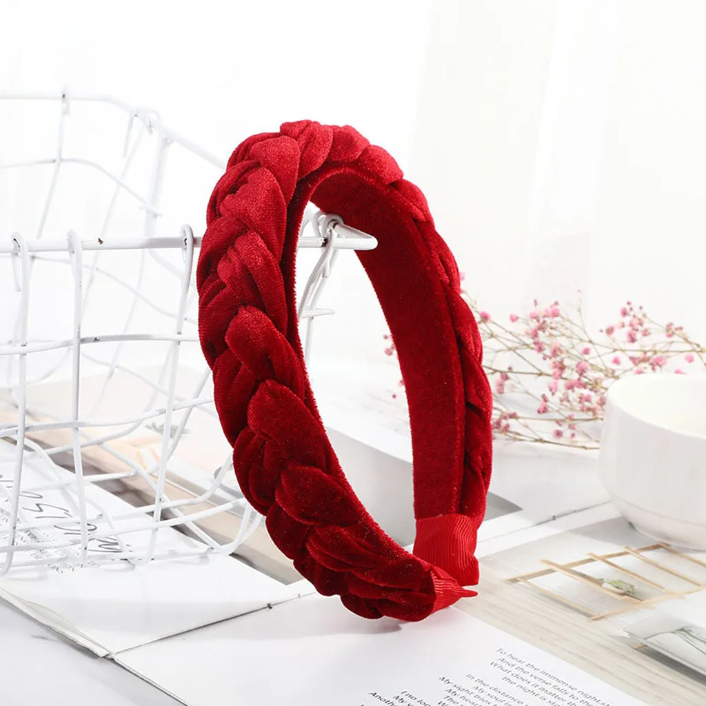 Fashion Women Velvet Braid Hairband Black Pink Wine Women Hair Head Hoop Simple Sweet Girls Hair Headband Hair Accessories