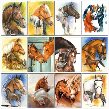 

Round full diamond 5D animal diamond painting horse diamond embroidery kit home decoration 30*40