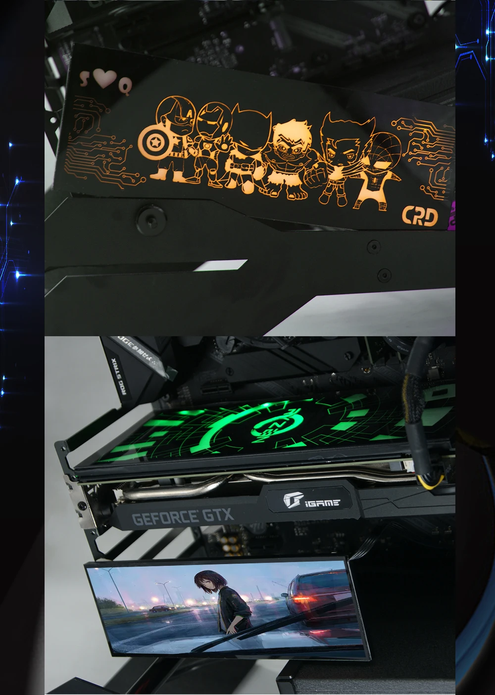 panneau latéral personnalisé de cas de pc gpu backplane rvb faith light ahatchstreamer backplate pour le carte