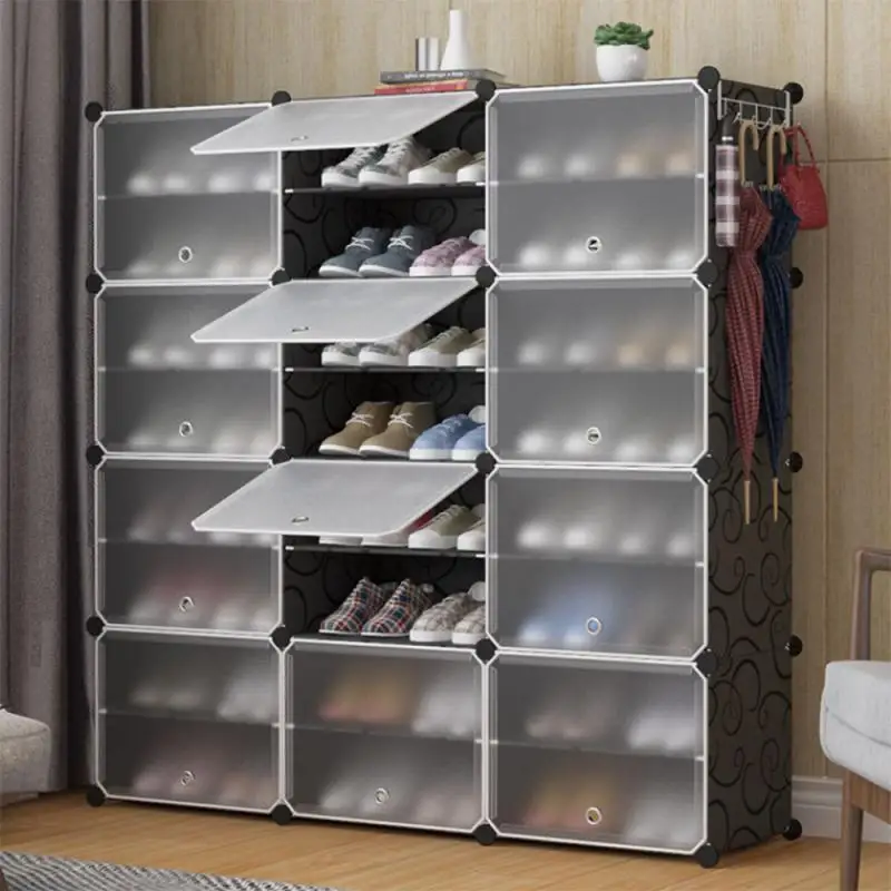 

8 Layers Shoe Rack Plastic Shoe Boxes Folding Box Dust-proof Shoe Rack Space Saver Home Shoes Rack For Home Furniture HWC