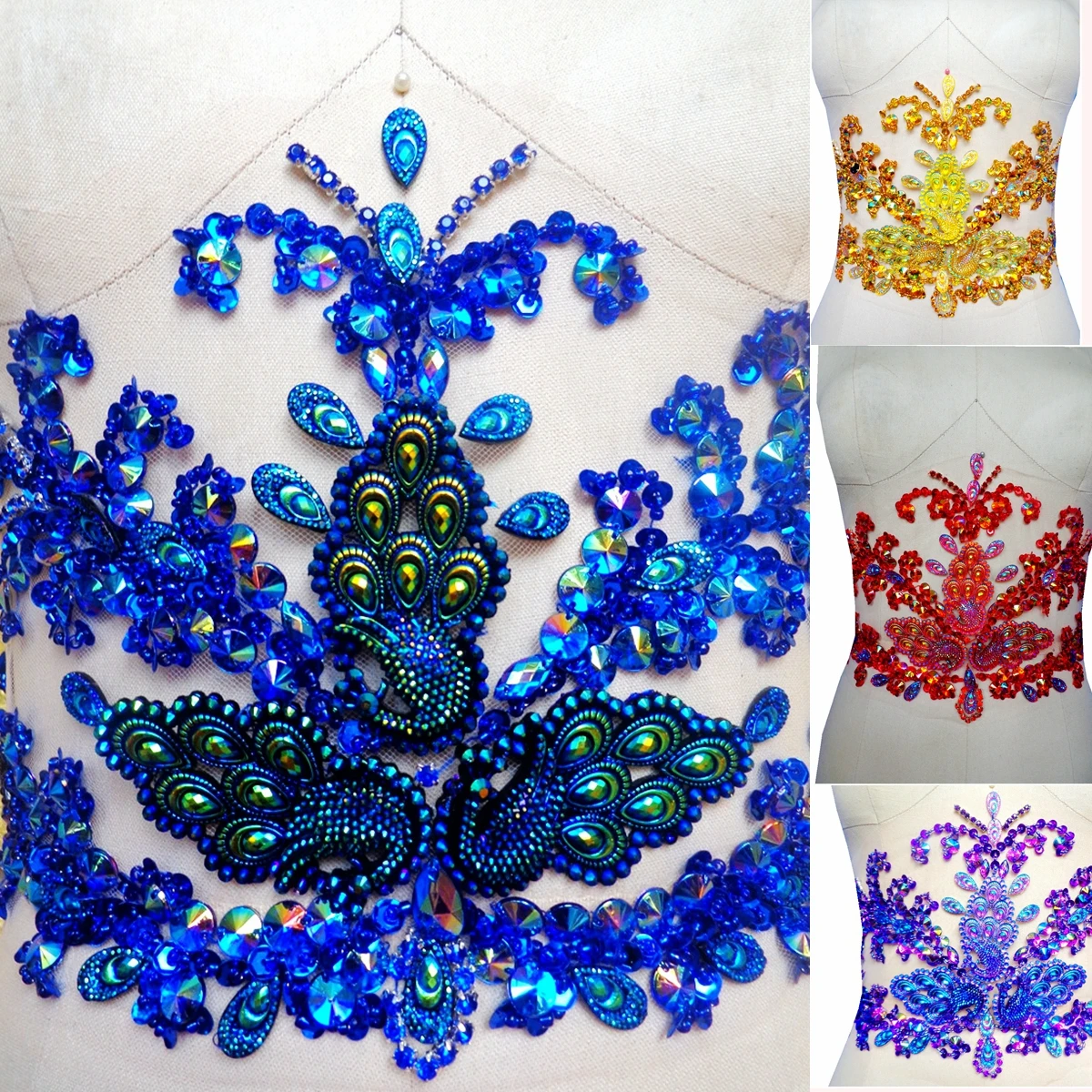 

Hand made crystals trim patches sew on Rhinestones applique 43*19cm for top dress skirt accessory