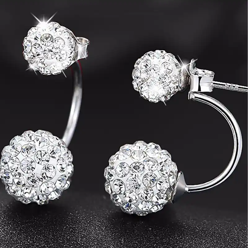 Женский серебряный круглый кристалл сердце обруч серьги Свадебные ювелирные изделия