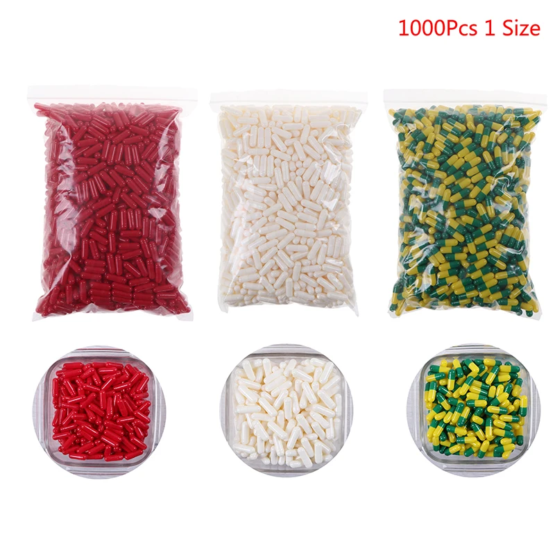 1000Pcs Empty Hard Vacant Gelatin Capsule Size 1# Gel Medicine Pill Vitamin Wholesale | Красота и здоровье