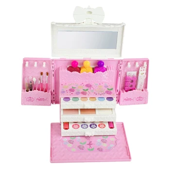 

58Pcs/Set Children Portable Cosmetic Case Water-Soluble Makeup Cosmetics Make Up Box Girls Kids Make Up Toy Set