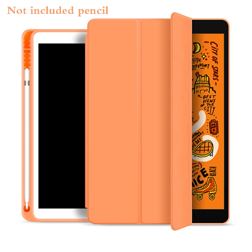 For New iPad 10.2 inch Model A2197 7th Gen Cover With Pencil Holder, Slim Tri-fold PU Leather Smart Case have wake up sleep