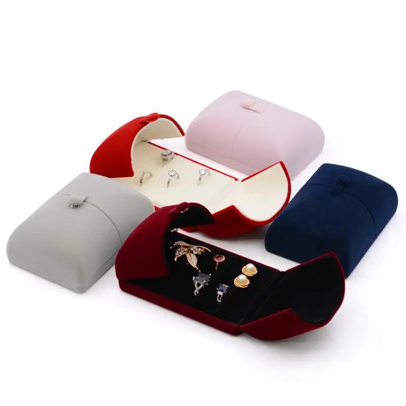 

Double Open Flannel Ring Storage Box Finishing Jewelry Box Jewelry Box Small Earring Portable Box