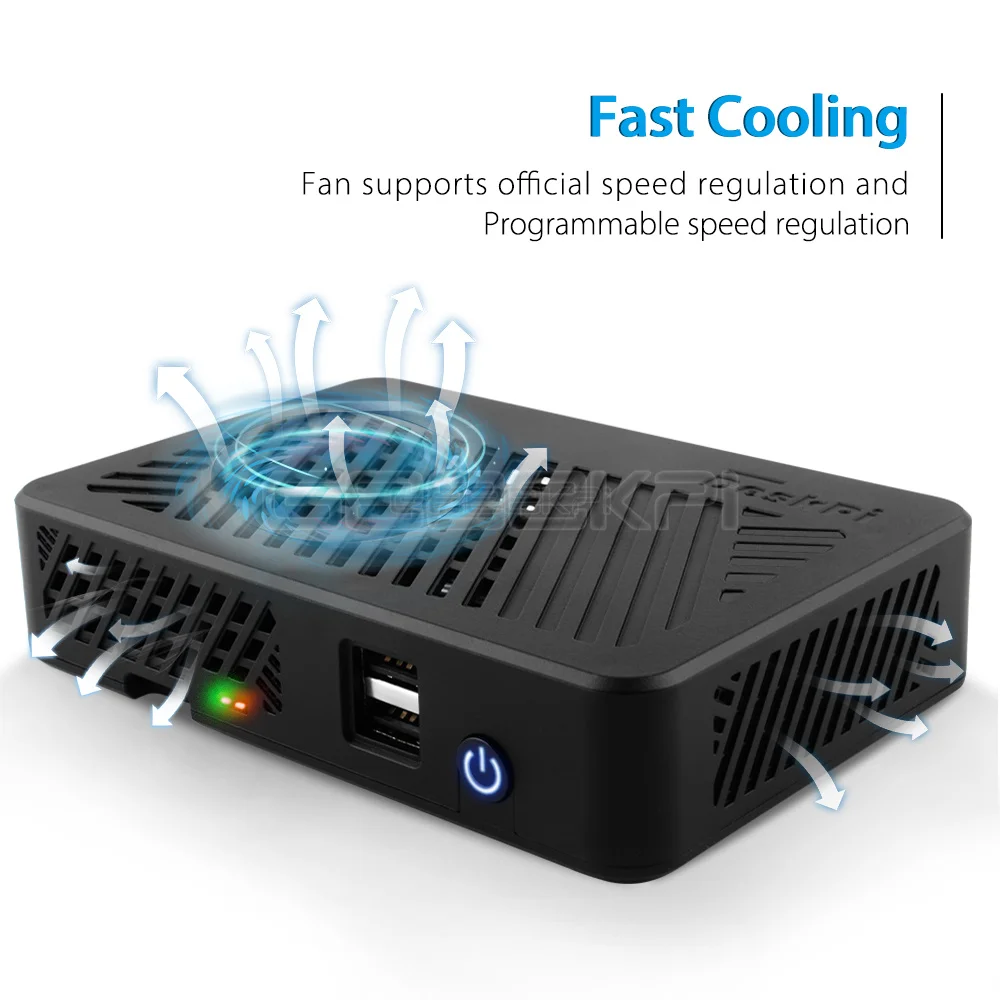 Geeekpi Deskpi Lite Framboesa pi Case-com Botão de Energia Dissipador de Calor com Ventilador Pwm Duplo Tamanho Completo Hdmi para Raspberry pi 4b Acessórios p/ quadro de demonstração - Imagem 2