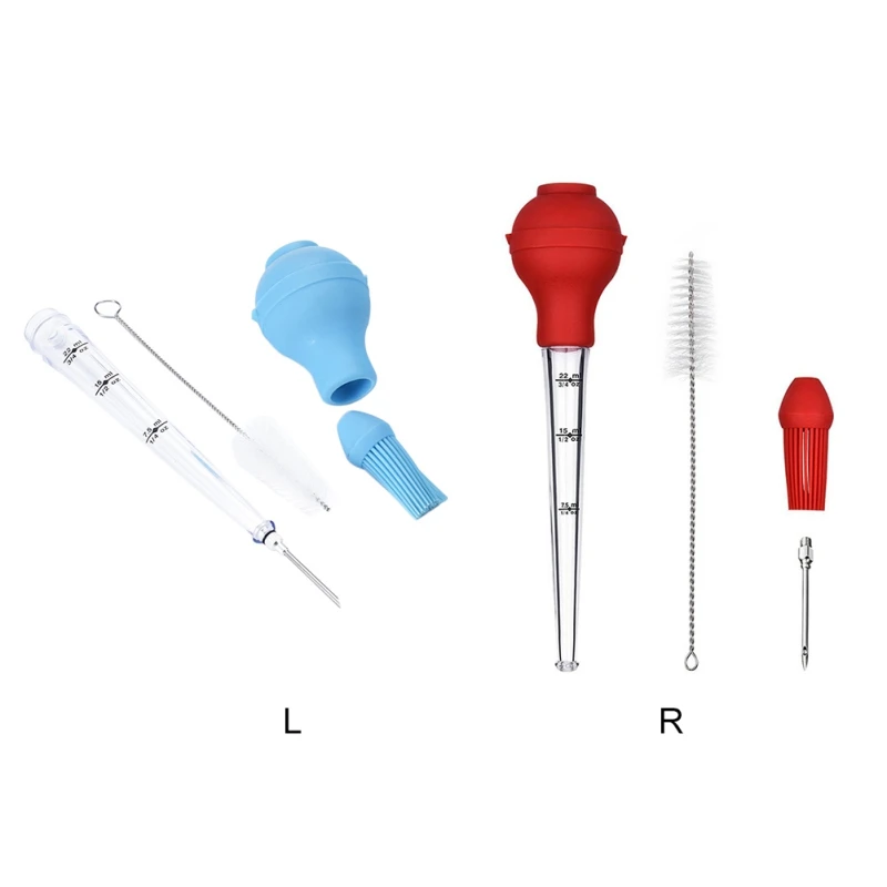 

Turkey Drip Oil Seasoning Tube Silicone PS Dropper Portable Cooking Pipette with Cleaning Brush Outdoor BBQ Tools Kitchen Supply
