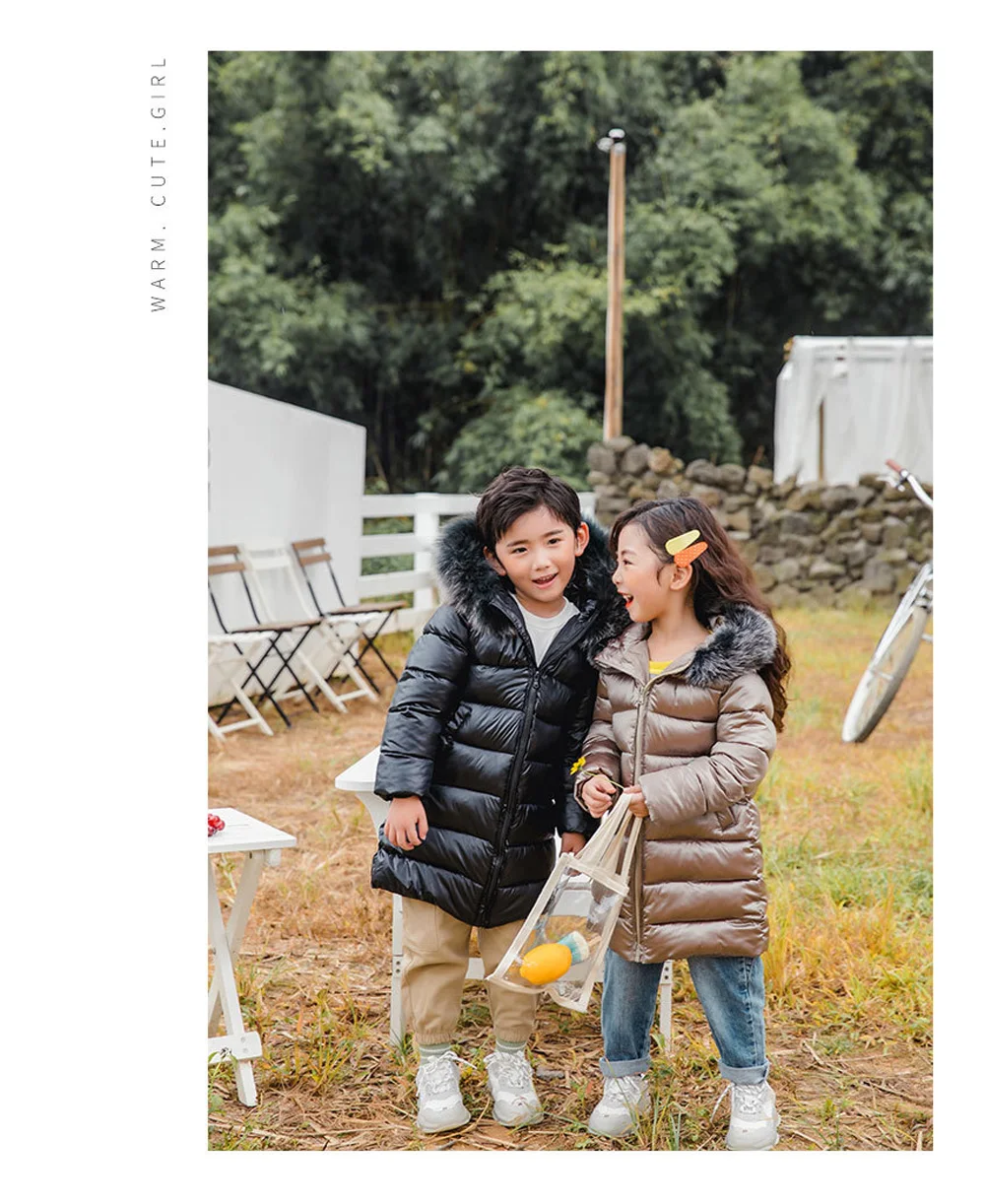 DIMUSI/зимние детские куртки плотные парки с капюшоном для мальчиков верхняя одежда средней длины для маленьких девочек, теплые куртки с меховым воротником, одежда для детей 12 лет