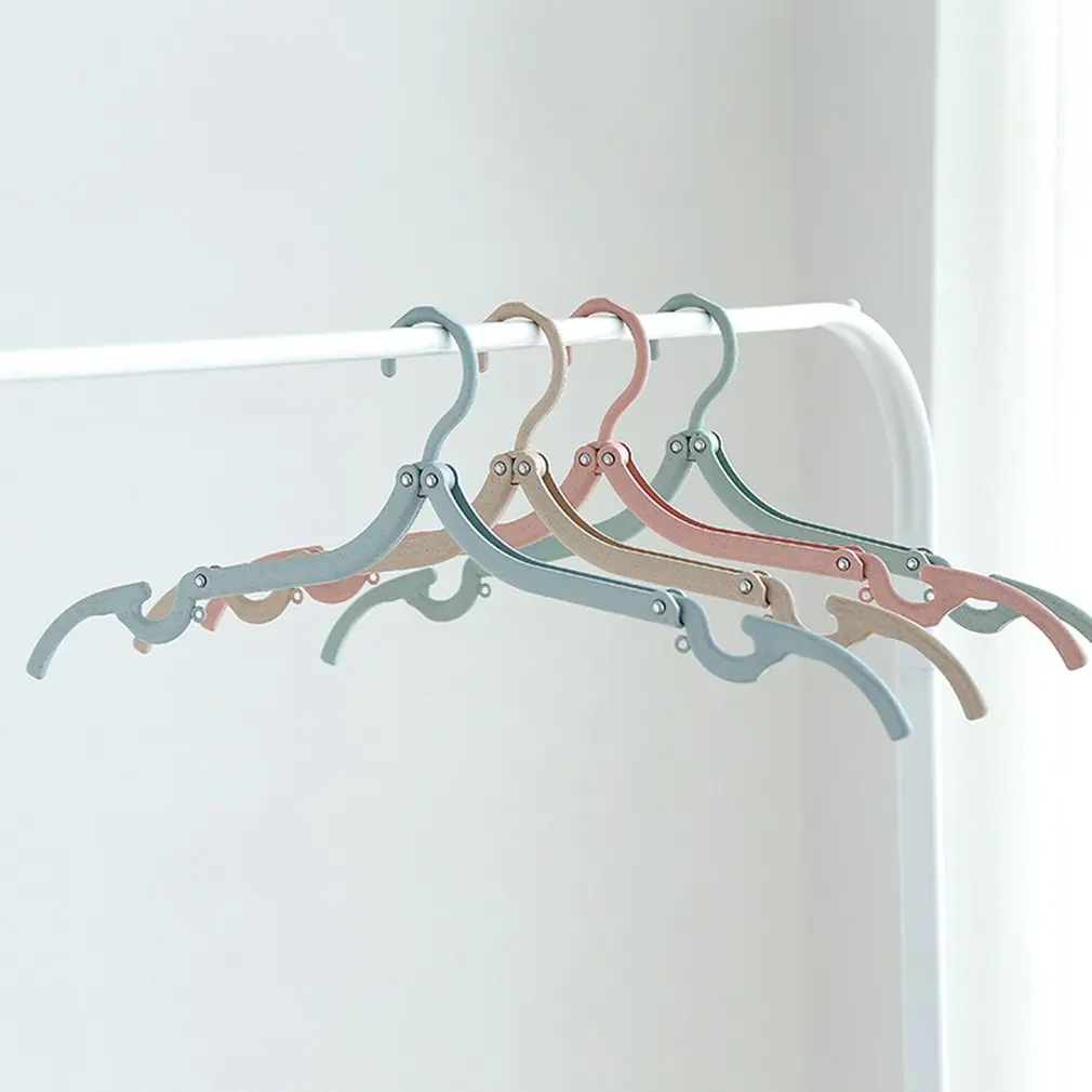 

Wheat straw Double clip foldable Travel portable hanger clothes rack hanger